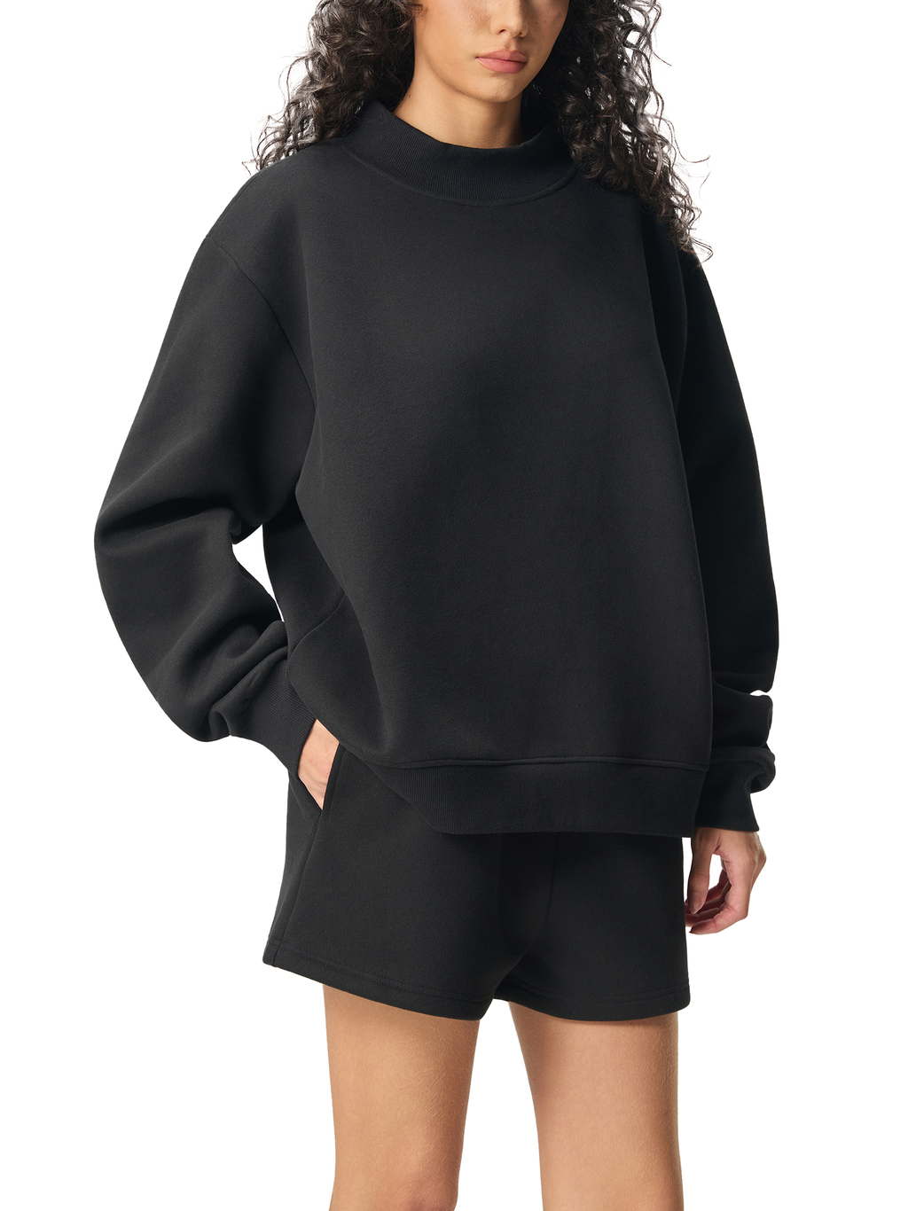 Luxe Fleece Mock-Neck Sweatshirt