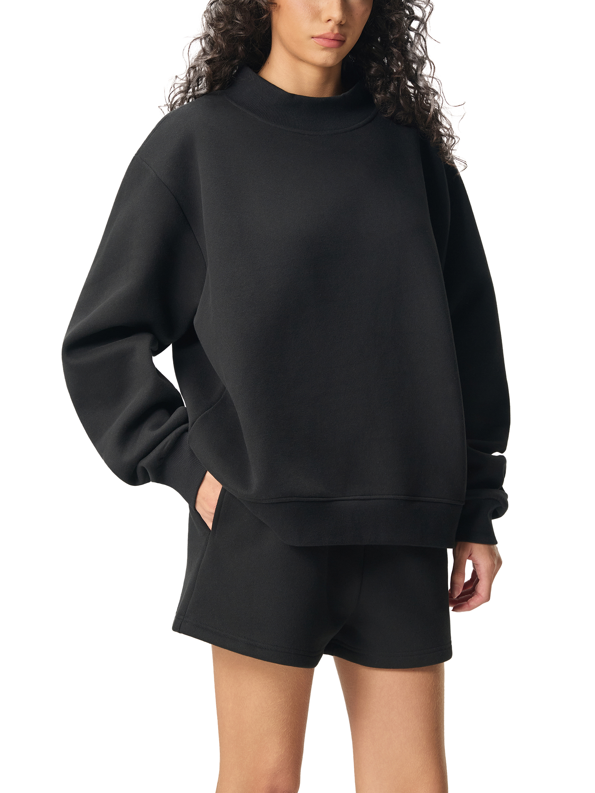 Luxe Fleece Mock-Neck Sweatshirt