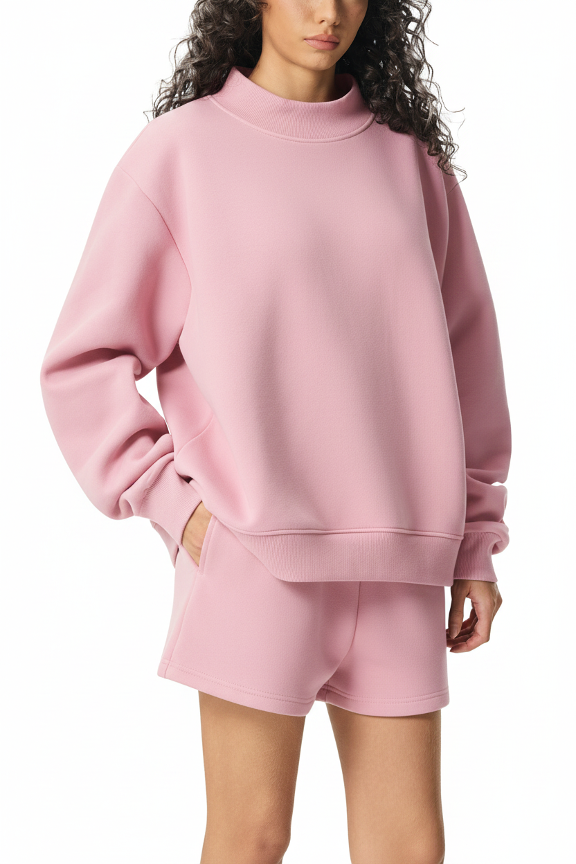 Luxe Fleece Mock-Neck Sweatshirt